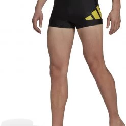 Adidas 3 Bars Boxers Men, noir -Natation Homme Soldes adidas 3 bars boxers men black impact yellow 4 1