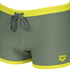Arena Fundmentals Borders Shorts Men, olive/jaune -Natation Homme Soldes arena fundmentals borders shorts men army soft green 3