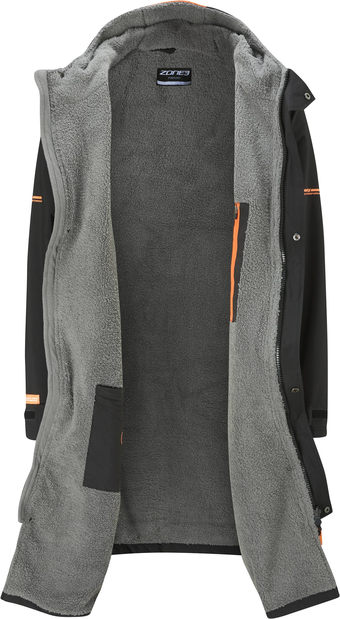 Zone3 Oversized Polar Fleece Parka Robe, noir/orange 6 Zone3 Oversized Polar Fleece Parka Robe, noir/orange – Image 4